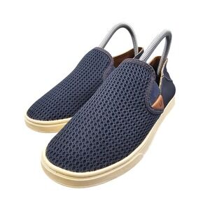 OluKai Pehuea Women's Size 7 Mesh Slip On Sneakers Deep Navy Blue Drop-In Heel